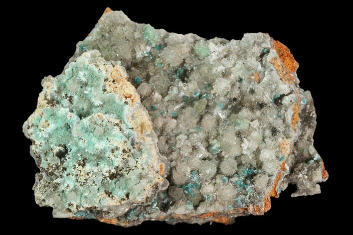 Calcite Encrusted Fibrous Aurichalcite Crystals - Mexico #127237